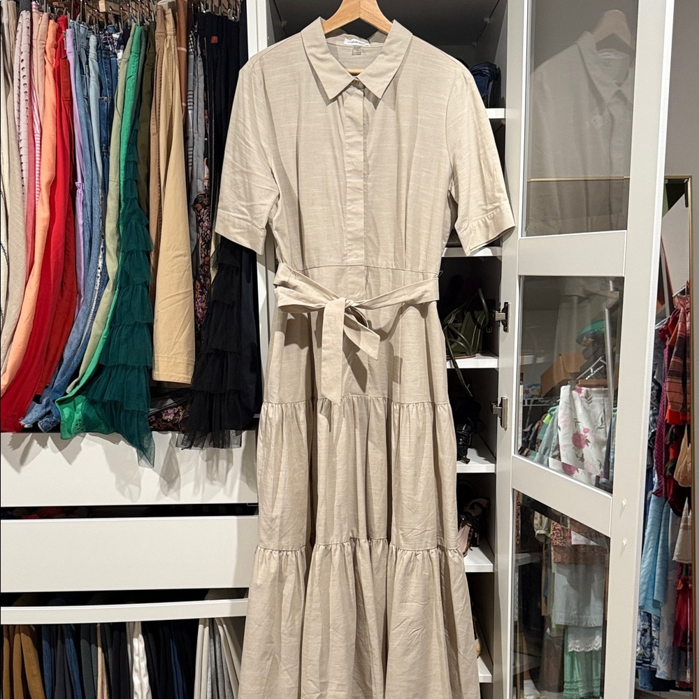 Calvin Klein Beige Long Sleeve Dress